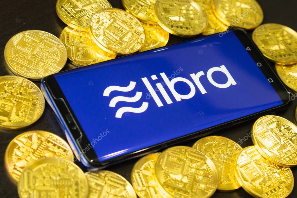 Bangkok, Thailand - July 2, 2019: Phone shows Libra logo on the screen. Facebook reported to utilize new cryptocurrency called Libra. Libra was reported to be used for purchases in Facebook and other.