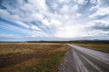 Kırsal manzara ile boş toprak yol.