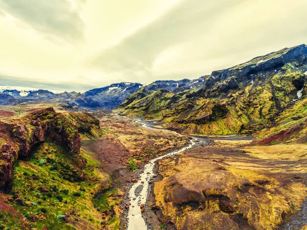 Krajina Thorsmorku v Highland na Islandu. — Stock fotografie