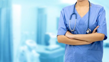 Hastanedeki doktor ya da hemşire. Tıbbi hizmet.