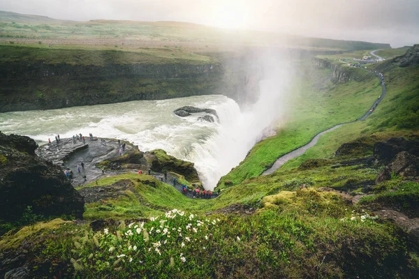 Tájkép Gullfoss vízesés Izlandon. — Stock Fotó