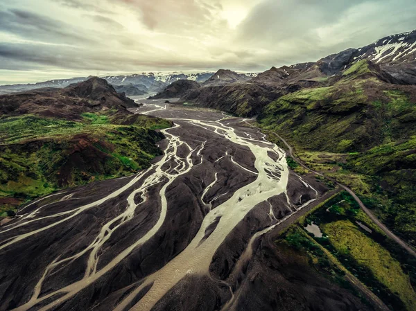 Landskapet av Thorsmork i Highland av Island. — Stockfoto