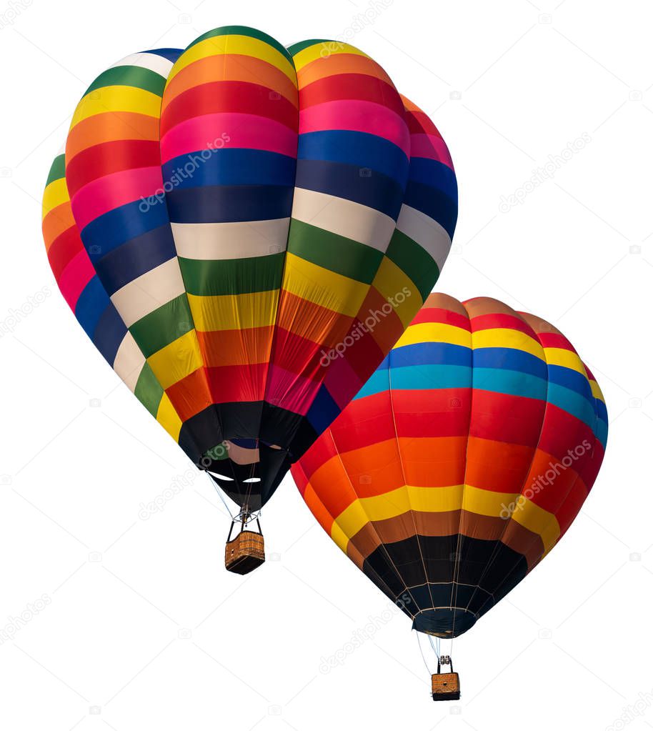 Hot air balloon isolated on white background.