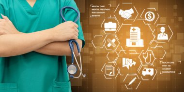 Sağlık sigortası sağlık grafik ile Doktor.