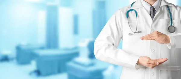 Doctor open handen voor uw tekst banner ontwerp. — Stockfoto