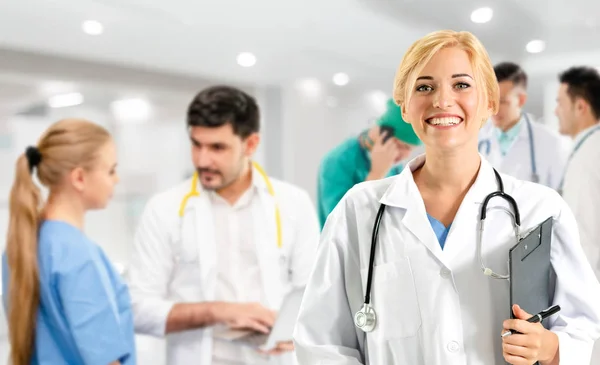 Gruppo Persone Sanitarie Medico Professionista Che Lavora Nello Studio Ospedaliero — Foto Stock