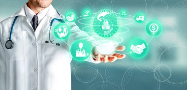 Sağlık sigortası sağlık grafik ile Doktor.
