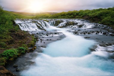 Bruarfoss Şelalesi Brekkuskogur, İzlanda.