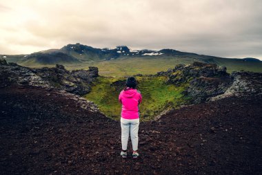Snaefellsjokull Np'deki Saksafon Krateri, İzlanda.
