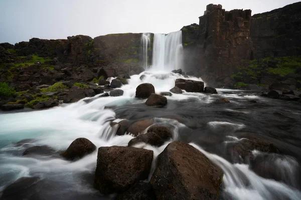 Oxararfoss vízesés Thingvellir, Izland — Stock Fotó