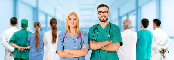 Groupe Des Professionnels Santé Médecin Professionnel Travaillant Dans Bureau Clinique — Photo