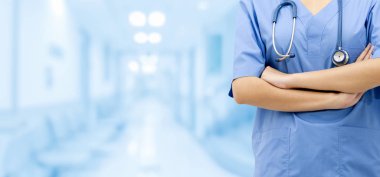 Hastanedeki doktor ya da hemşire. Tıbbi hizmet.
