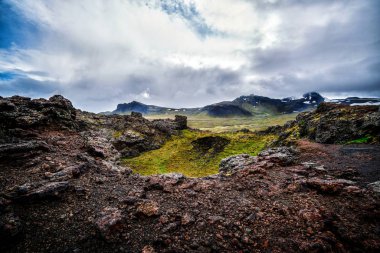 Snaefellsjokull Np'deki Saksafon Krateri, İzlanda.