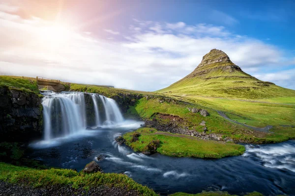 Kirkjufell mountain landscape in Iceland summer. — Stock Photo, Image