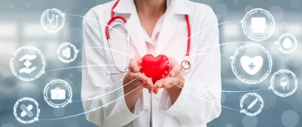 Médico con Gráfico Médico de Salud en el Hospital —  Fotos de Stock