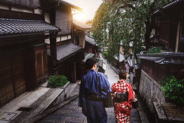 Traveler in Higashiyama District, Kyoto, Japonya