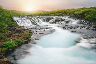 Bruarfoss Şelalesi Brekkuskogur, İzlanda.