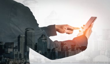 İş İletişiminin Çift Pozlama Görüntüsü