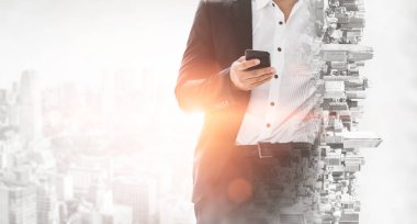 İş İletişiminin Çift Pozlama Görüntüsü