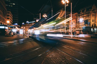 Zagreb city, Hırvatistan'ın uzun pozlama çekimi.