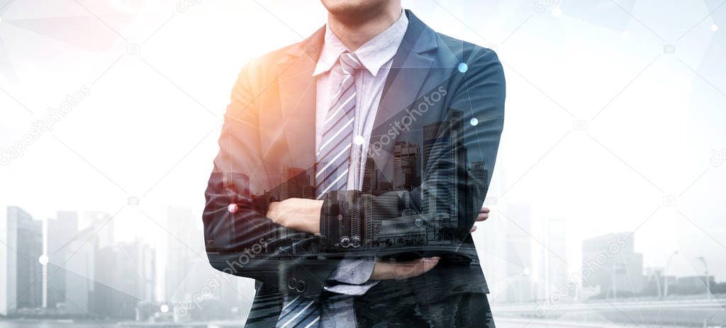 Double Exposure Image of Business Person