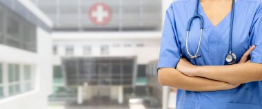 Hastanedeki doktor ya da hemşire. Tıbbi hizmet.