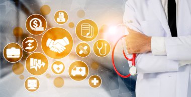 Sağlık sigortası sağlık grafik ile Doktor.