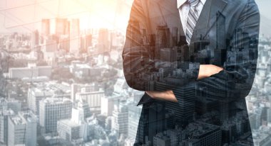 İş Adamı çift pozlama Görüntü