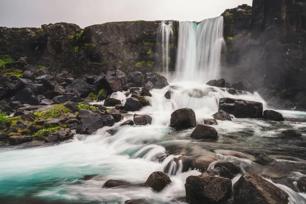 Oxararfoss vízesés Thingvellir, Izland — Stock Fotó