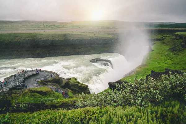 Landskap i Gullfoss vattenfall på Island. — Stockfoto