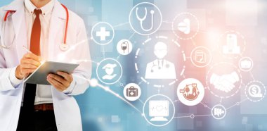 Sağlık sigortası sağlık grafik ile Doktor.