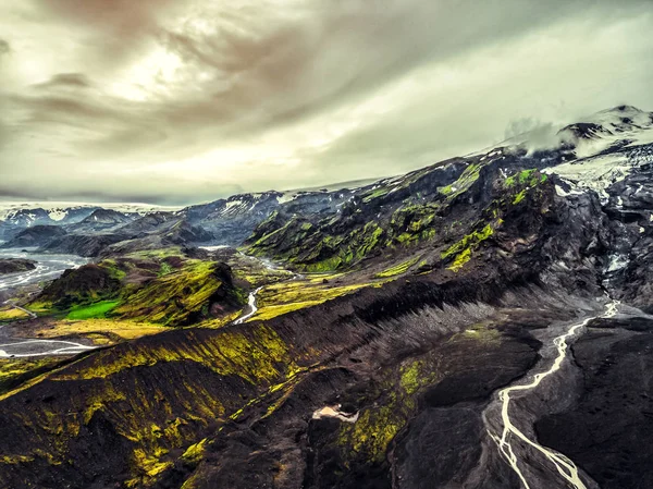 Landskapet av Thorsmork i Highland av Island. — Stockfoto