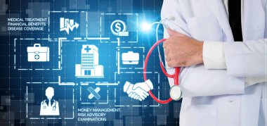 Sağlık sigortası sağlık grafik ile Doktor.