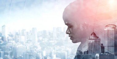 İş Adamı çift pozlama Görüntü