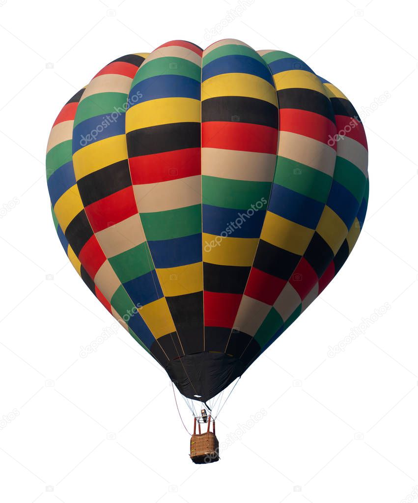 Hot air balloon isolated on white background.