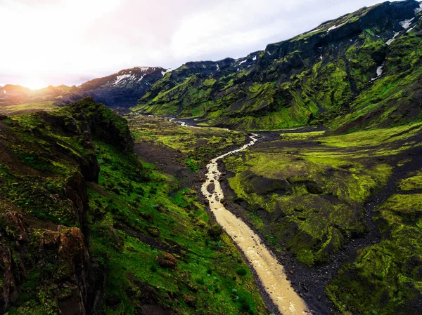 Le paysage de Thorsmork dans les hautes terres d'Islande . — Photo