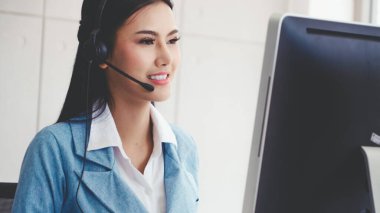 Customer support agent or call center with headset clipart