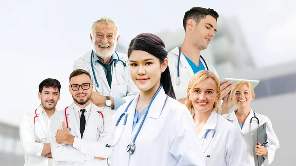 Groepsportret Van Gezondheidszorg Mensen Creatieve Lay Out Professionele Medisch Personeel — Stockfoto