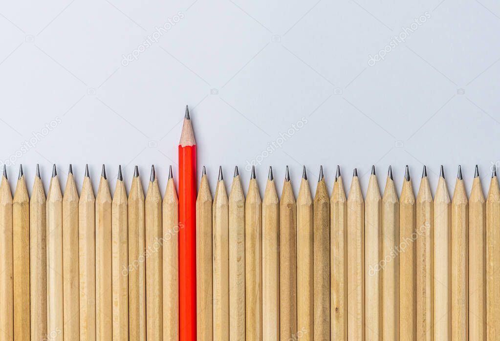 Different pencil standout show leadership concept.
