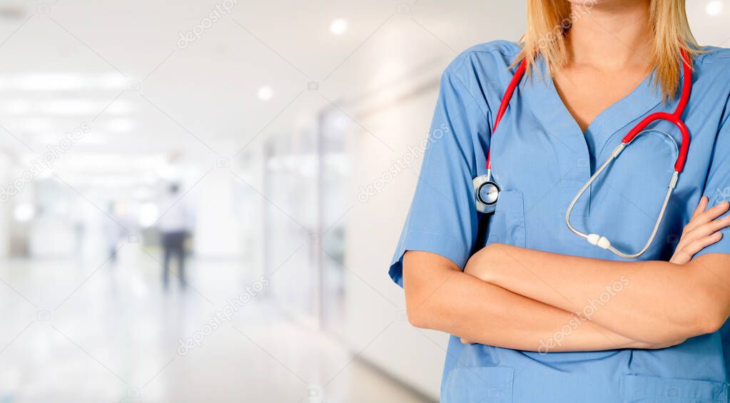 Woman doctor working at the hospital office.