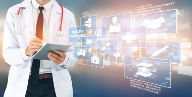 Sağlık sigortası sağlık grafik ile Doktor.