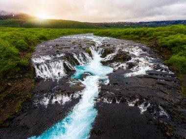 Bruarfoss Şelalesi Brekkuskogur, İzlanda.