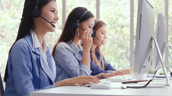 Customer support agent or call center with headset