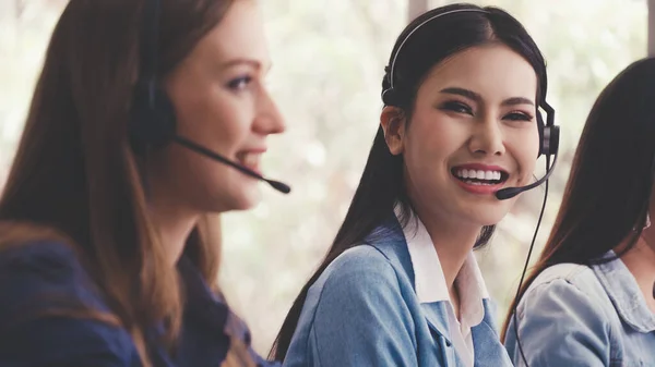 Customer support agent or call center with headset