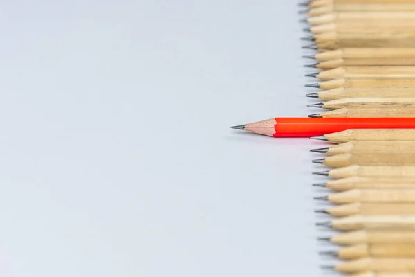 Different pencil standout show leadership concept. — Stock Photo, Image