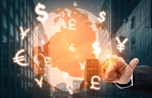 Wymiana walut globalne finanse zagraniczne pieniądze. — Zdjęcie stockowe