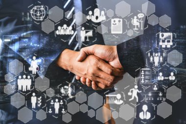 İnsan Kaynakları İşe Alma ve İnsan Ağı Konsepti. Modern grafik arayüzü profesyonel eleman alımlarını ve personel arayışlarını gösteriyor..
