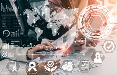 Kalite Güvencesi ve Kalite Kontrol Konsepti - Sertifikalı standart süreç, ürün garantisi ve müşteri memnuniyeti için kalite iyileştirme teknolojisini gösteren modern grafik arayüzü.