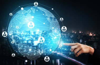 İnsan Kaynakları İşe Alma ve İnsan Ağı Konsepti. Modern grafik arayüzü profesyonel eleman alımlarını ve personel arayışlarını gösteriyor..