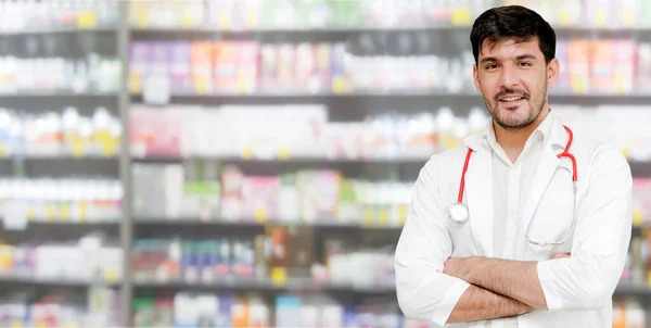 Young Male Pharmacist Working Pharmacy Medical Healthcare Pharmaceutical Service — Stock Photo, Image